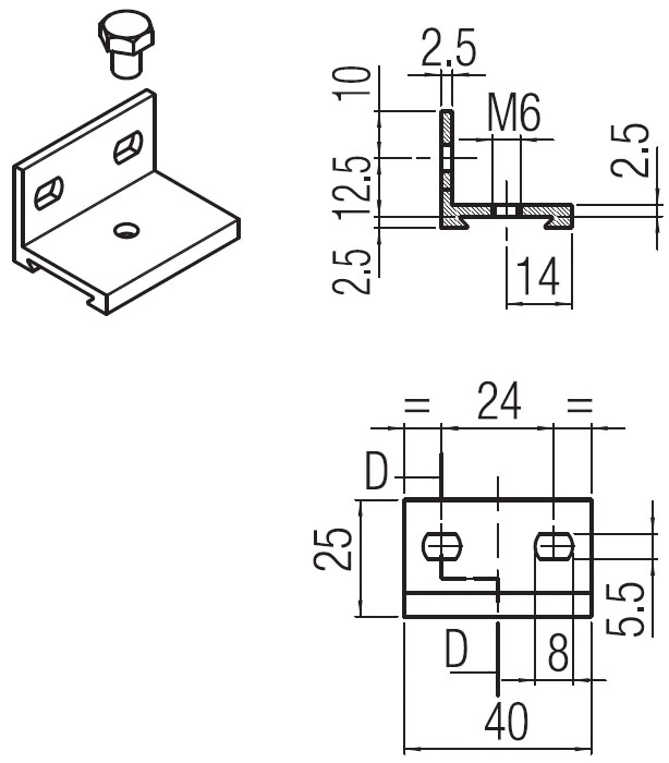 Uchwyt szyny do montazu nasciennego - KB-0400-5